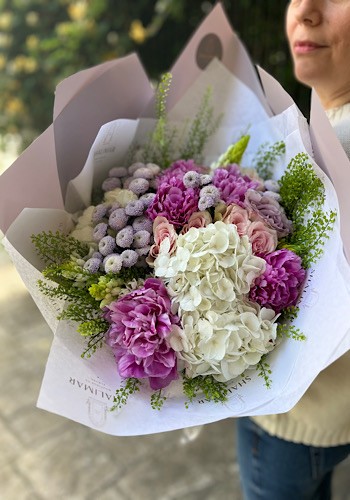 Bella Deluxe Ortanca Şakayık Buketi