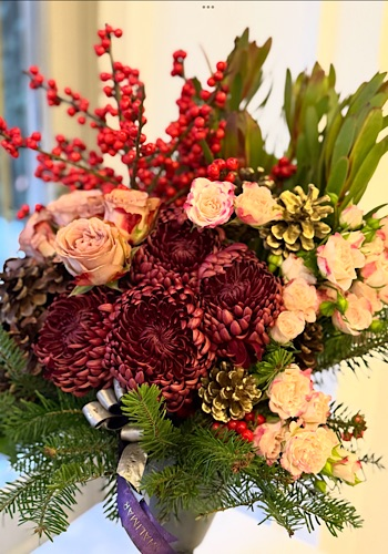 Kırmızı Bordo Yılbaşı Aranjmanı