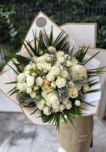 Pearl Beyaz Gül Buketi